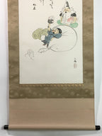Japanese Hanging Scroll Vtg Kakejiku Kakemono Ebisu Daikokuten Gods SC739