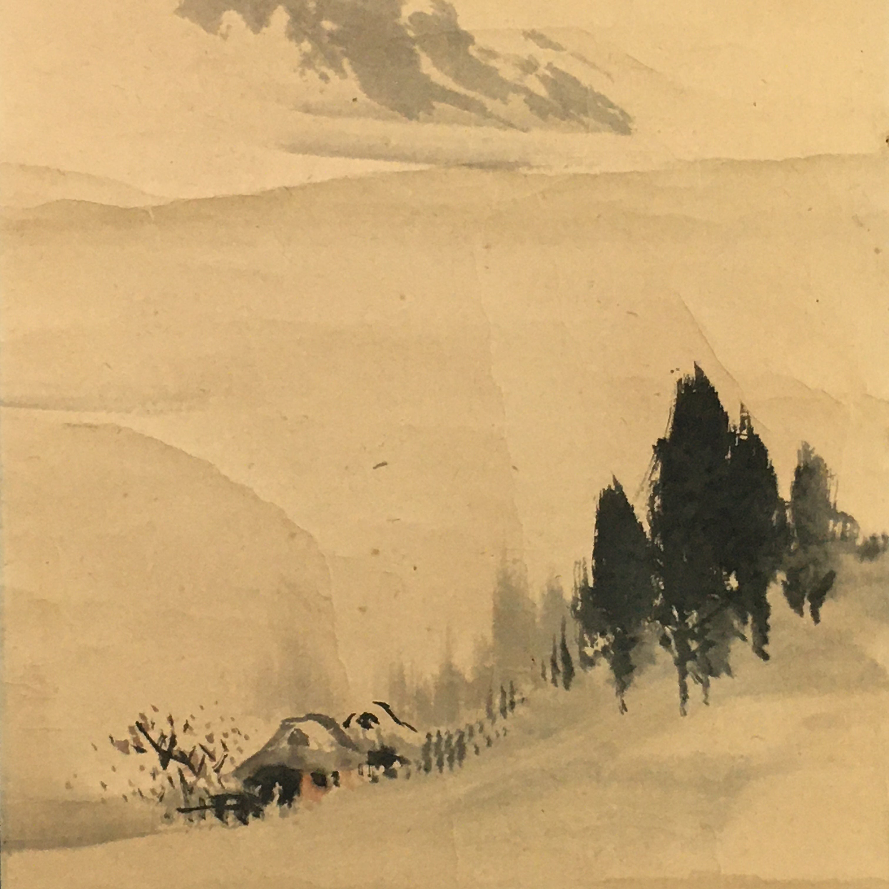 Japanese Hanging Scroll Vtg Kakejiku Kakemono Echigo Mountain SC747