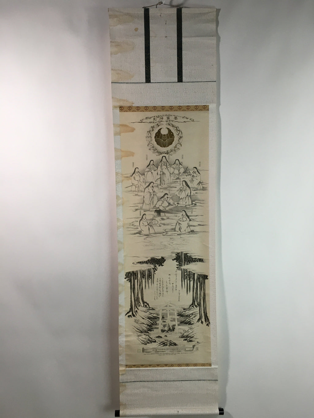 Japanese Hanging Scroll Vtg Kakejiku Kakemono Gods Amulet SC735