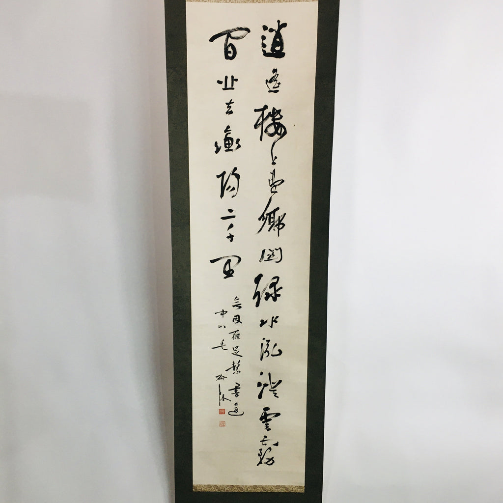 Japanese Hanging Scroll Vtg Kakejiku Kakemono Ink Painting Chinese Writing SC623
