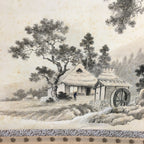 Japanese Hanging Scroll Vtg Kakejiku Kakemono Ink Painting Country House SC612