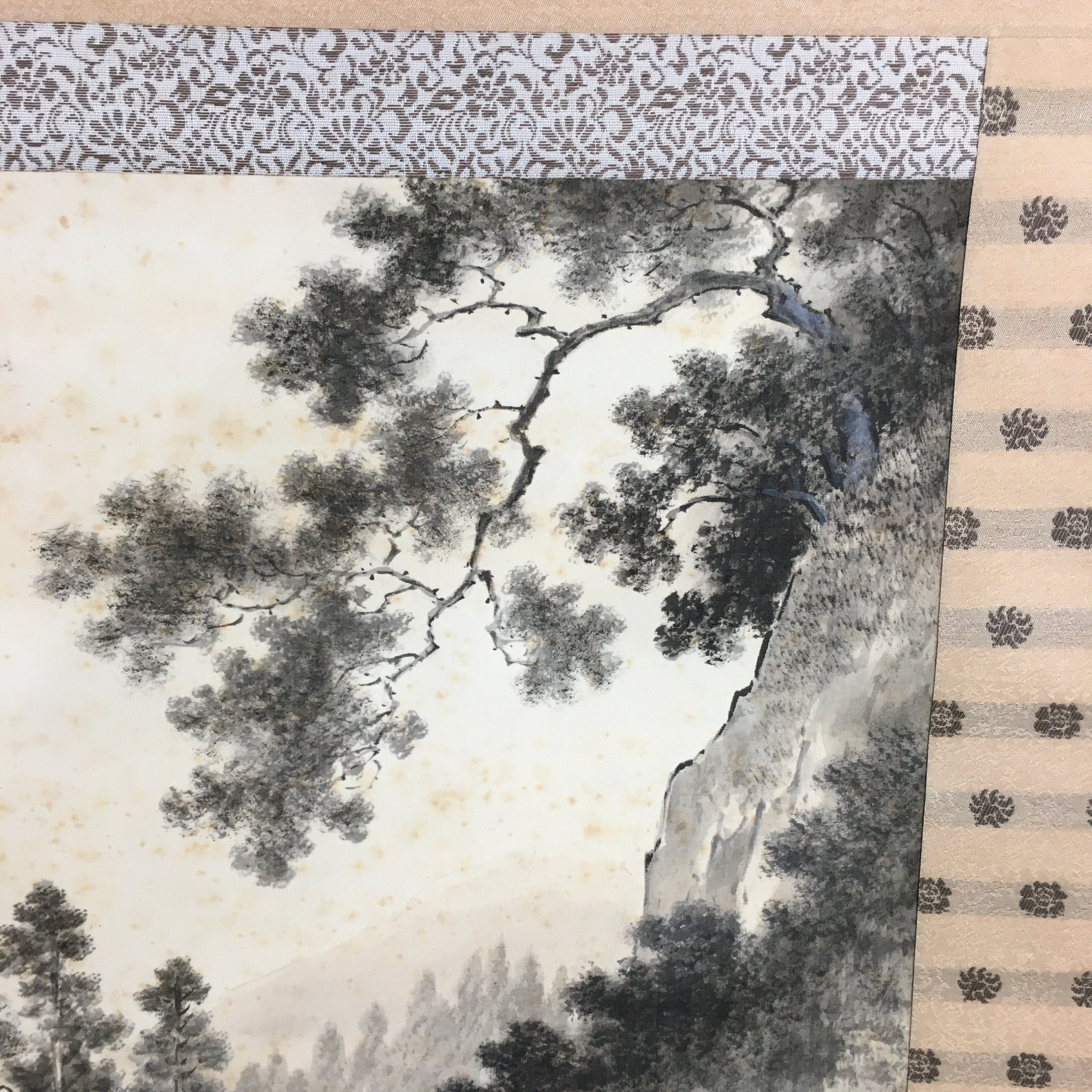 Japanese Hanging Scroll Vtg Kakejiku Kakemono Ink Painting Country House SC612