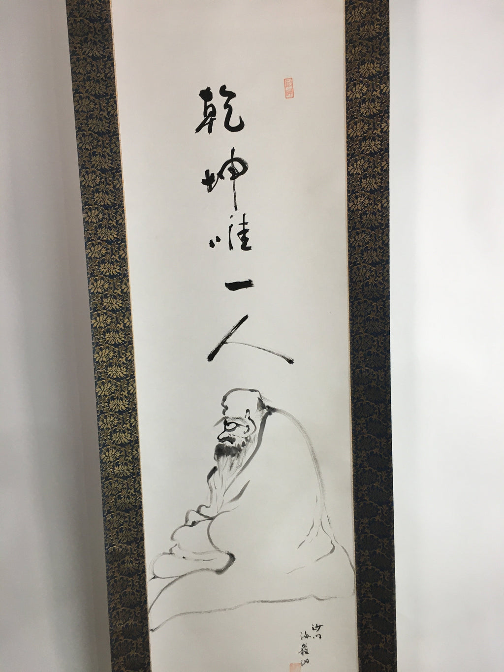 Japanese Hanging Scroll Vtg Kakejiku Kakemono Ink Painting Daruma SC619