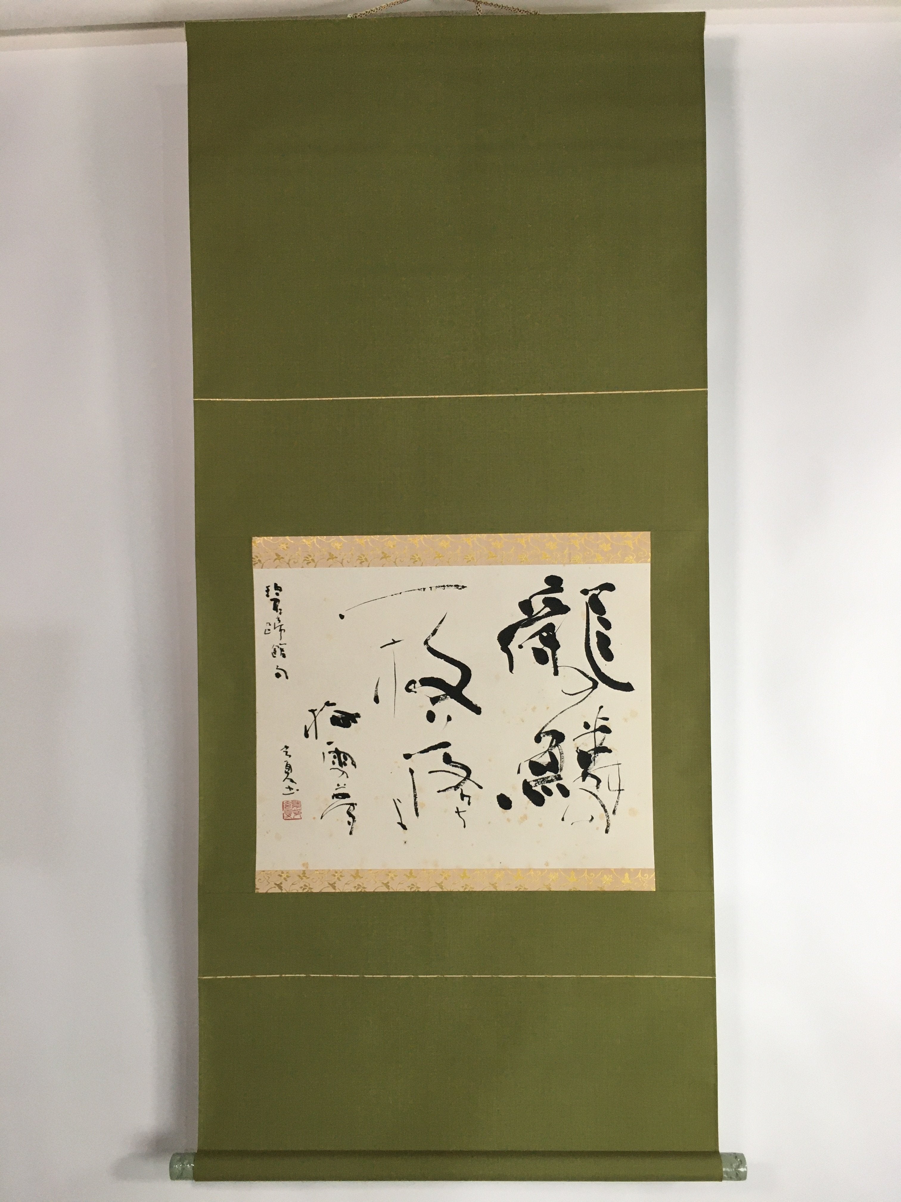Japanese Hanging Scroll Vtg Kakejiku Kakemono Ink Painting Dragon Scale SC620