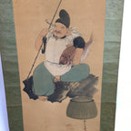 Japanese Hanging Scroll Vtg Kakejiku Kakemono Ink Painting Fisherman SC617