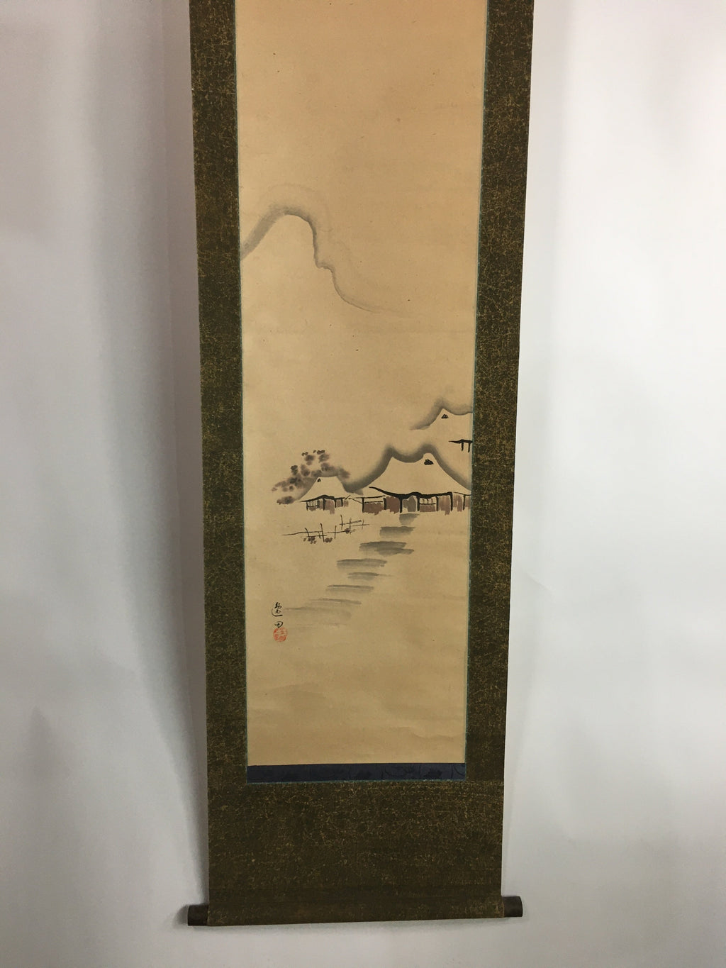 Japanese Hanging Scroll Vtg Kakejiku Kakemono Ink Painting Winter Scenery SC621