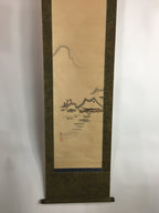Japanese Hanging Scroll Vtg Kakejiku Kakemono Ink Painting Winter Scenery SC621