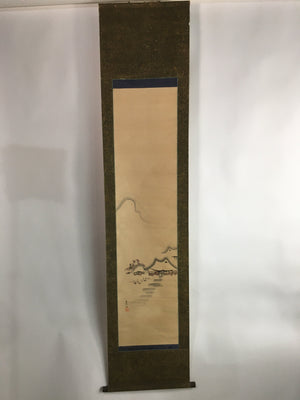 Japanese Hanging Scroll Vtg Kakejiku Kakemono Ink Painting Winter Scenery SC621