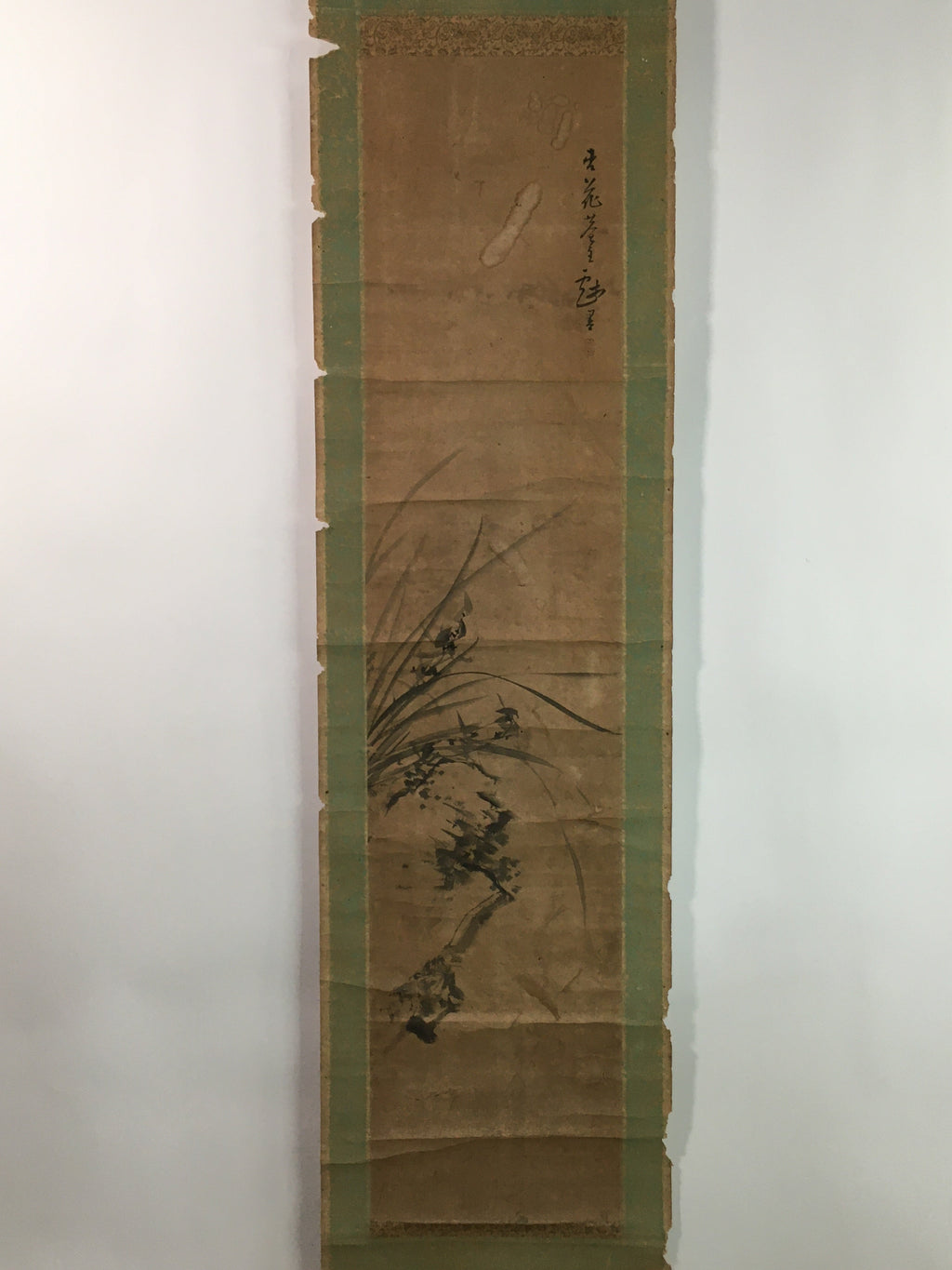Japanese Hanging Scroll Vtg Kakejiku Kakemono Iris Flower SC756