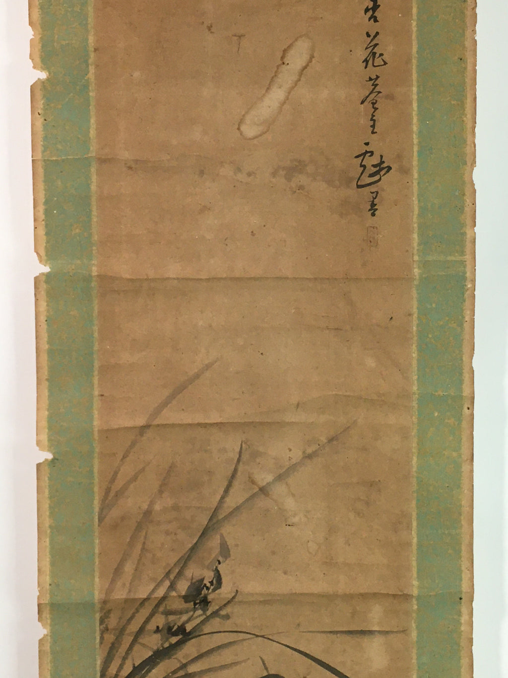 Japanese Hanging Scroll Vtg Kakejiku Kakemono Iris Flower SC756