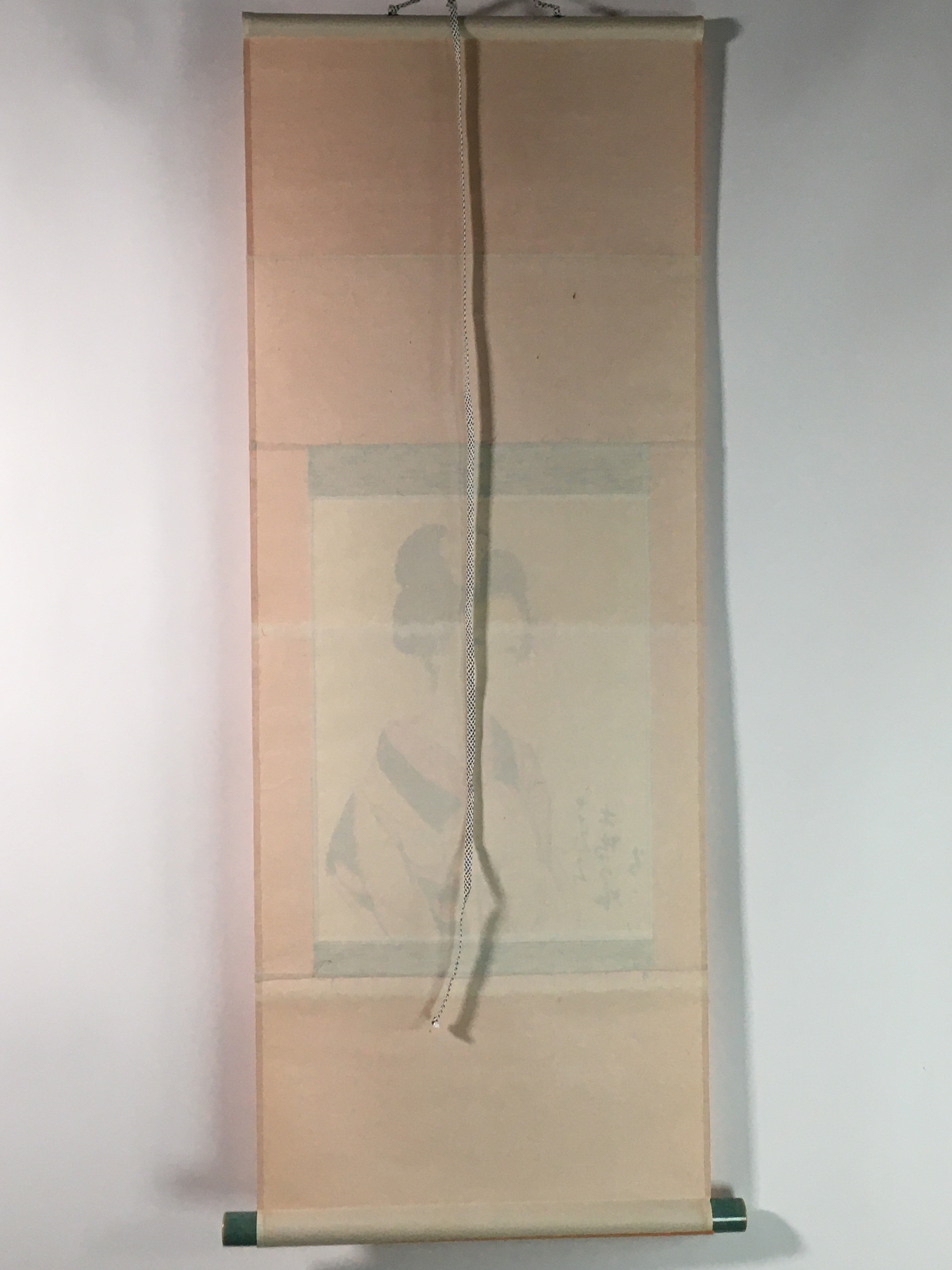 Japanese Hanging Scroll Vtg Kakejiku Kakemono Kimono Young Lady Geisha SC729