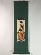 Japanese Hanging Scroll Vtg Kakejiku Kakemono Kimono Young Lady SC730
