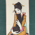 Japanese Hanging Scroll Vtg Kakejiku Kakemono Kimono Young Lady SC730