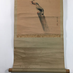 Japanese Hanging Scroll Vtg Kakejiku Kakemono Kingfisher Bird SC706