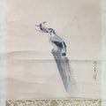 Japanese Hanging Scroll Vtg Kakejiku Kakemono Kingfisher Bird SC706