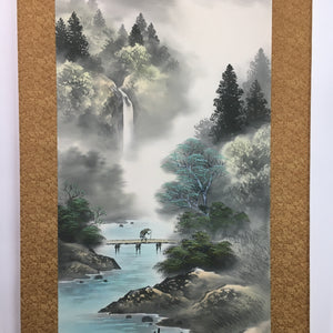 Japanese Hanging Scroll Vtg Kakejiku Kakemono Landscape Painting River SC701