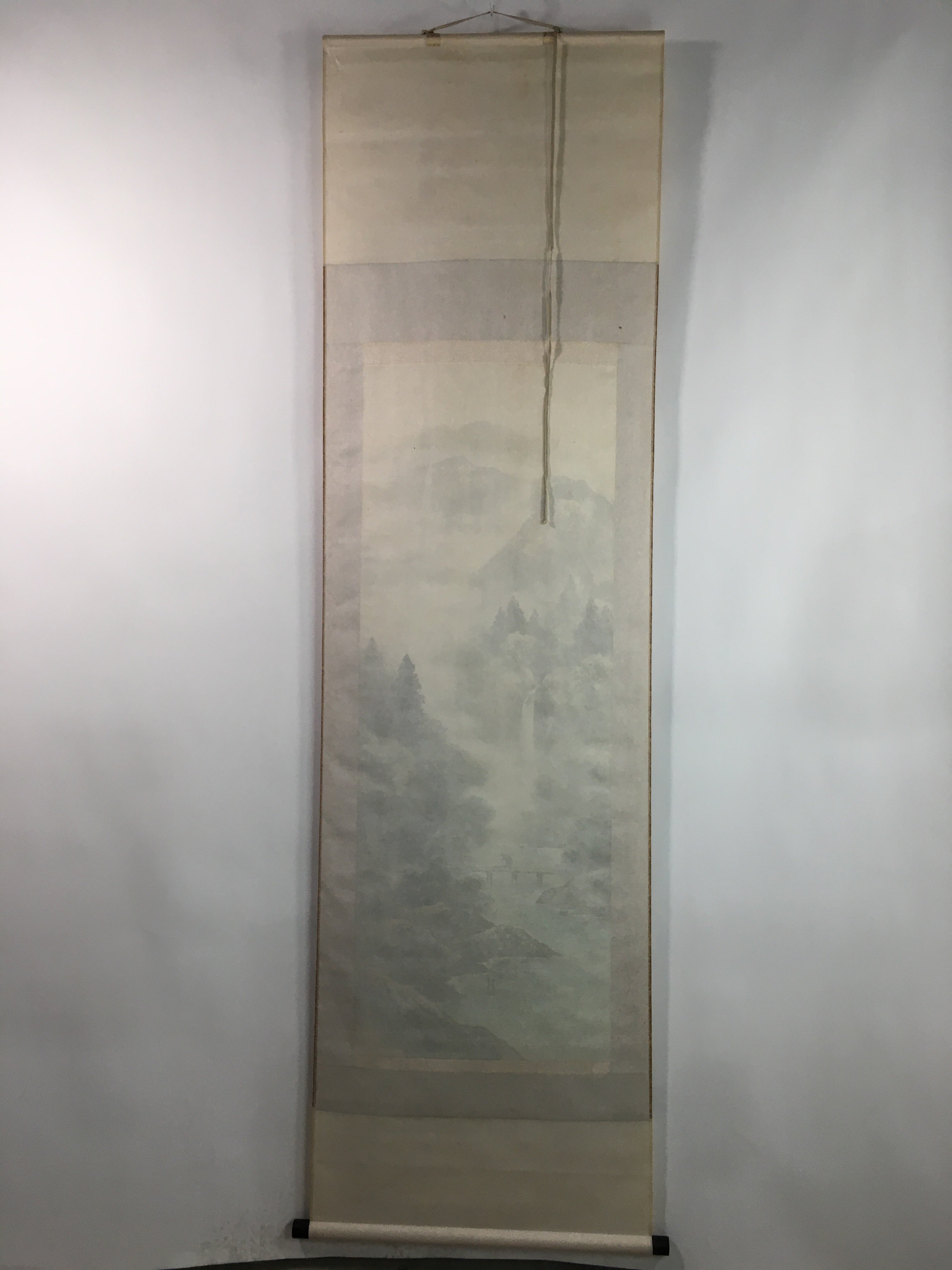 Japanese Hanging Scroll Vtg Kakejiku Kakemono Landscape Painting River SC701