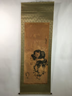 Japanese Hanging Scroll Vtg Kakejiku Kakemono Man Dance Frog SC705