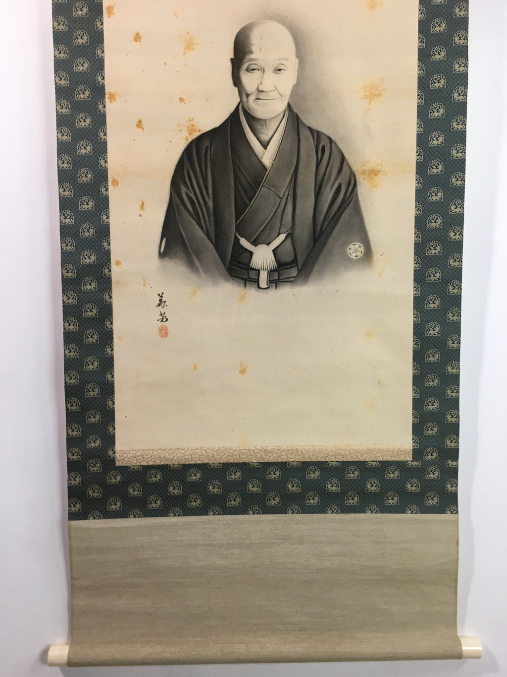 Japanese Hanging Scroll Vtg Kakejiku Kakemono Man's Portrait SC716