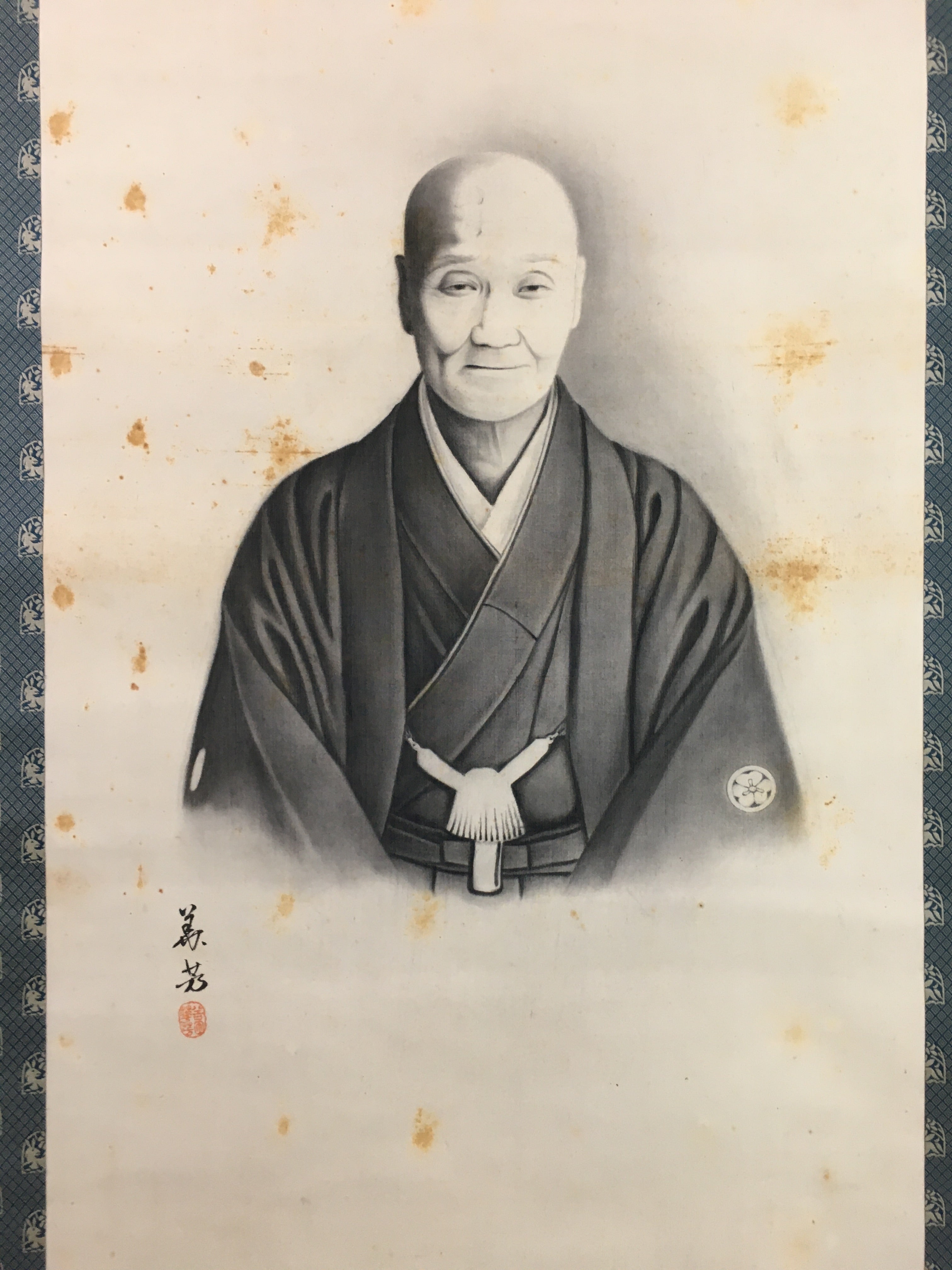 Japanese Hanging Scroll Vtg Kakejiku Kakemono Man's Portrait SC716