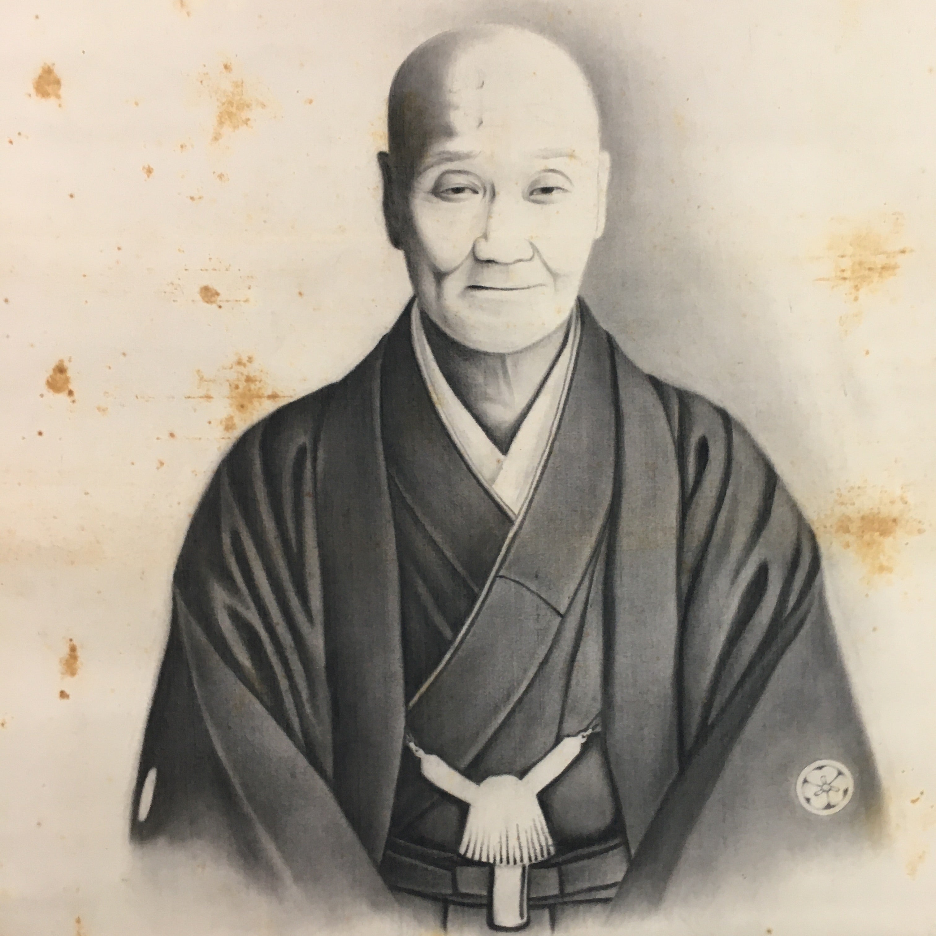 Japanese Hanging Scroll Vtg Kakejiku Kakemono Man's Portrait SC716