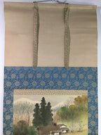 Japanese Hanging Scroll Vtg Kakejiku Kakemono Mountain Riverside Village SC720