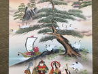 Japanese Hanging Scroll Vtg Kakejiku Kakemono Painting 7 Lucky Gods SC582