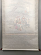 Japanese Hanging Scroll Vtg Kakejiku Kakemono Painting 7 Lucky Gods SC582