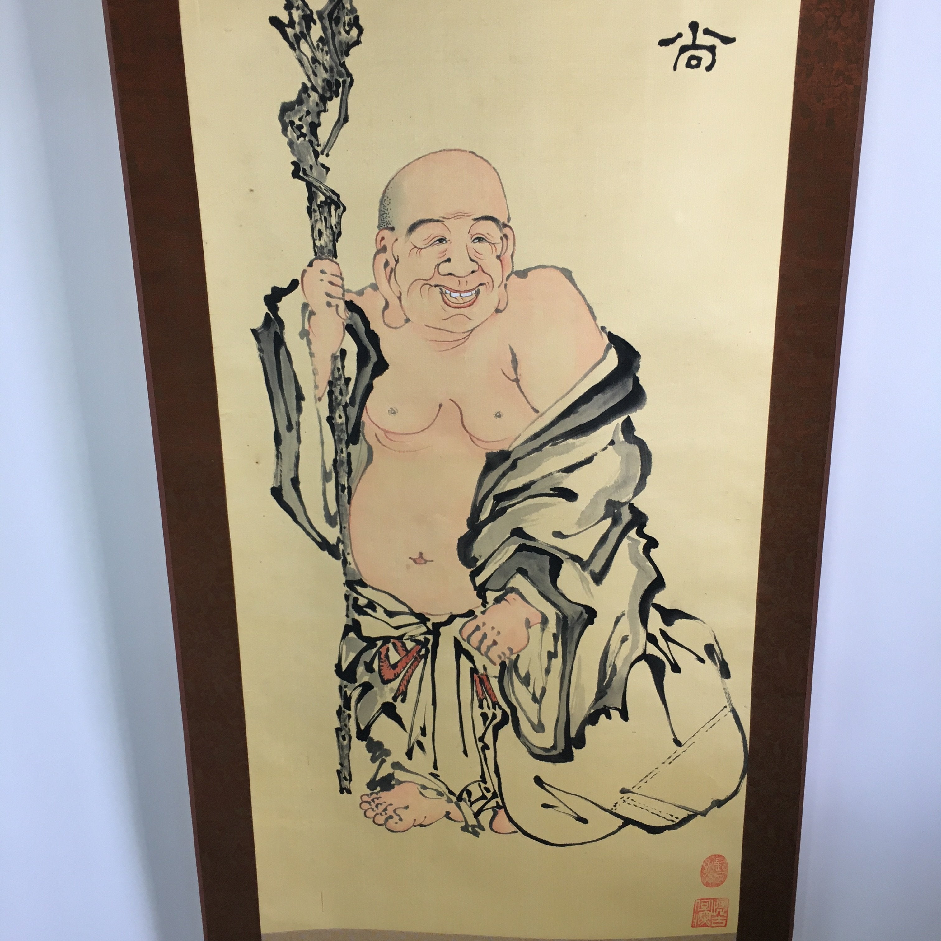 Japanese Hanging Scroll Vtg Kakejiku Kakemono Painting 7 Lucky Gods SC589