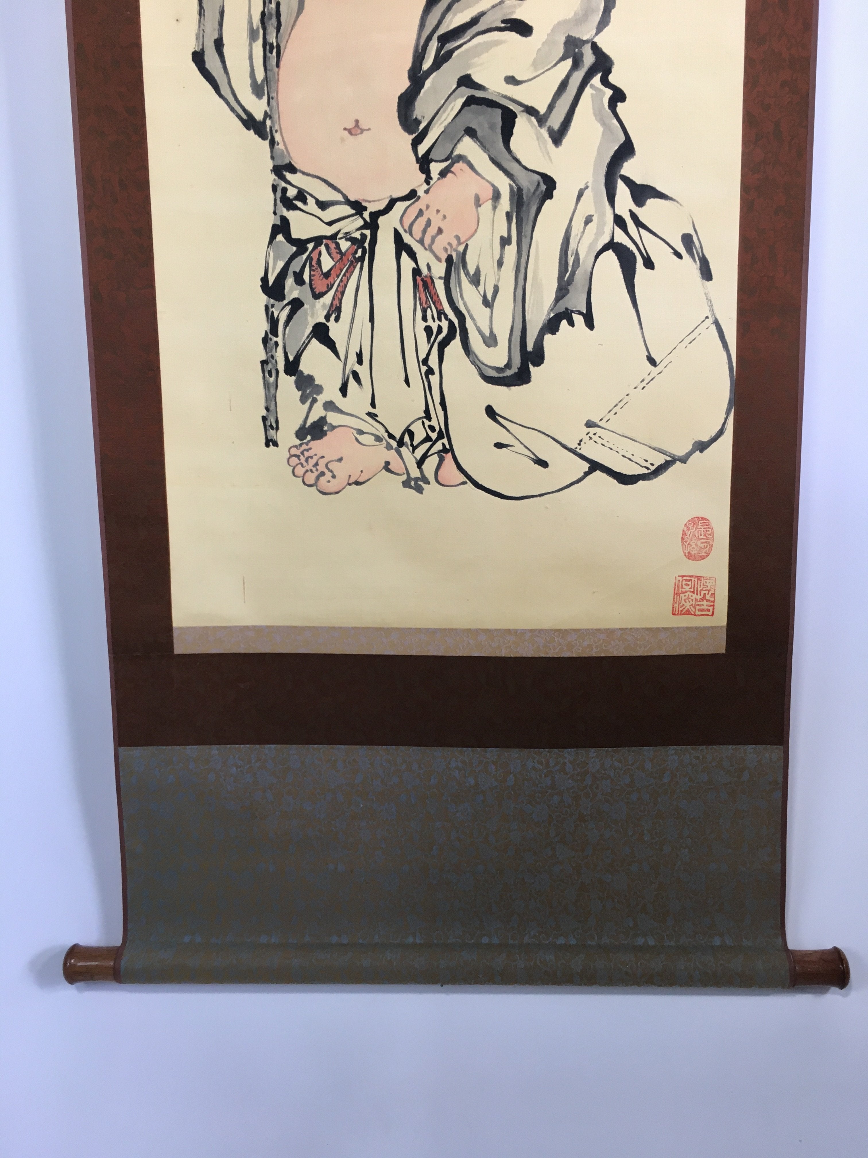 Japanese Hanging Scroll Vtg Kakejiku Kakemono Painting 7 Lucky Gods SC589
