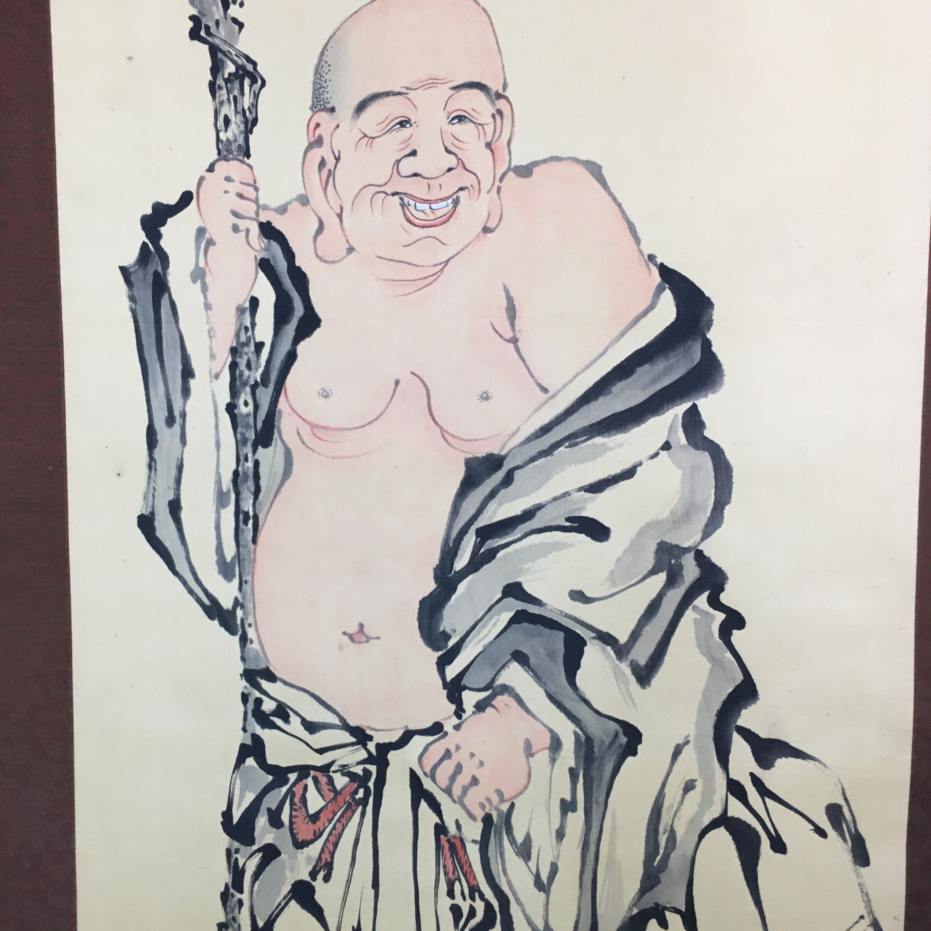 Japanese Hanging Scroll Vtg Kakejiku Kakemono Painting 7 Lucky Gods SC589