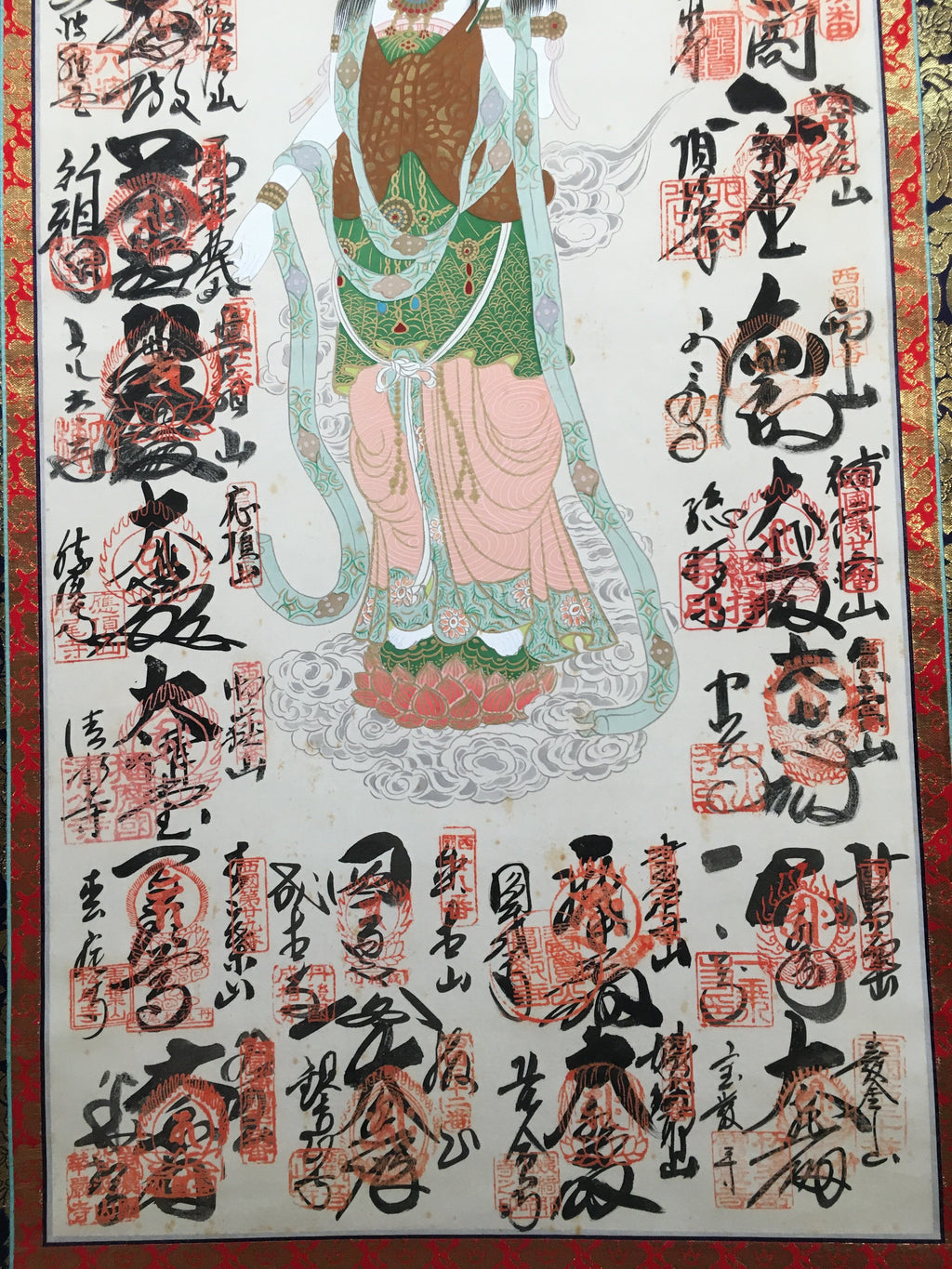 Japanese Hanging Scroll Vtg Kakejiku Kakemono Painting Buddhist Bosatsu SC585