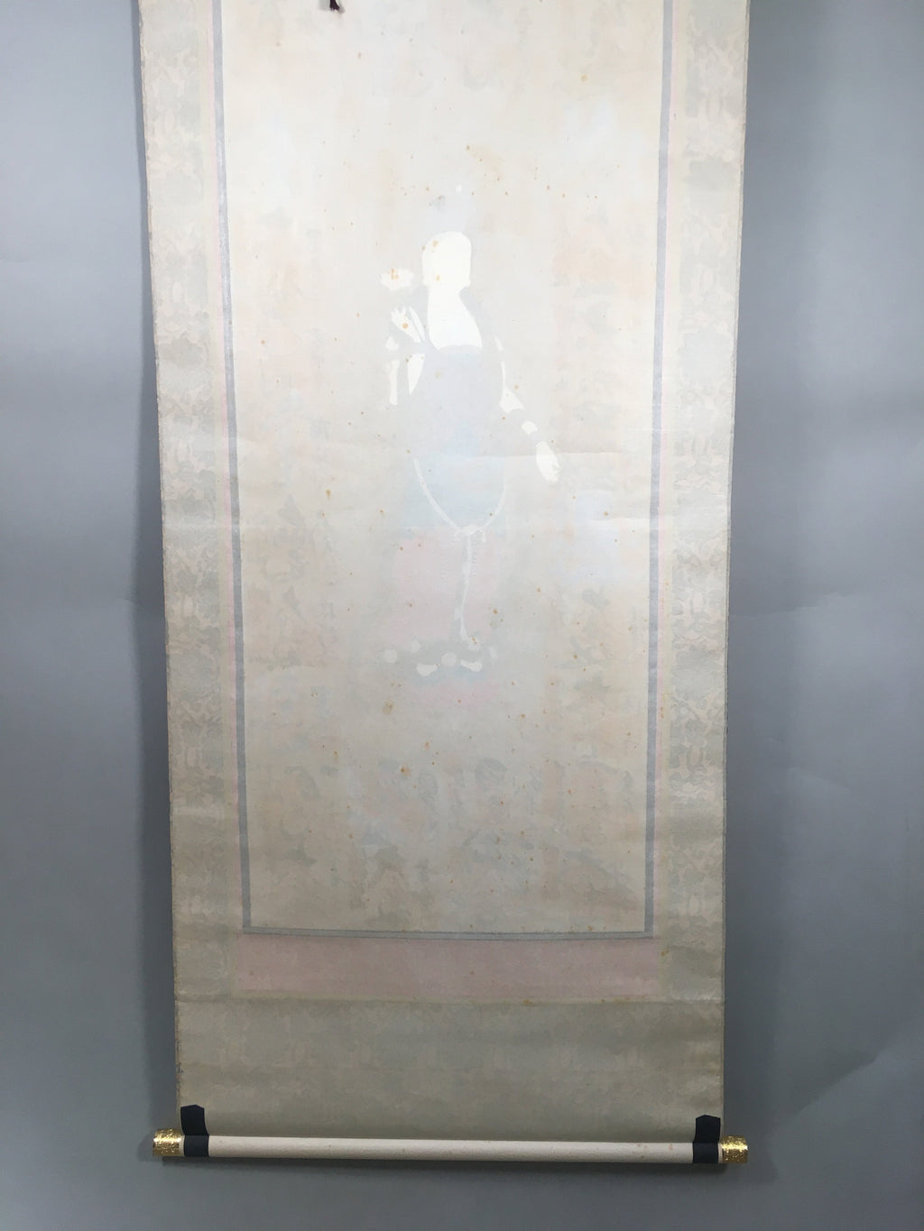 Japanese Hanging Scroll Vtg Kakejiku Kakemono Painting Buddhist Bosatsu SC585