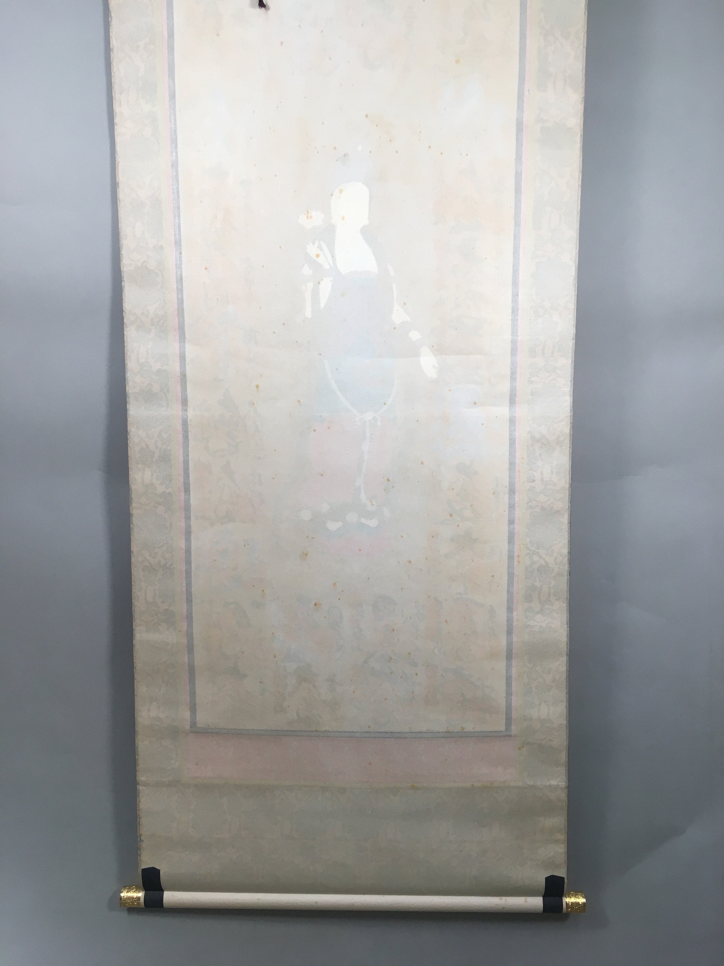 Japanese Hanging Scroll Vtg Kakejiku Kakemono Painting Buddhist Bosatsu SC585