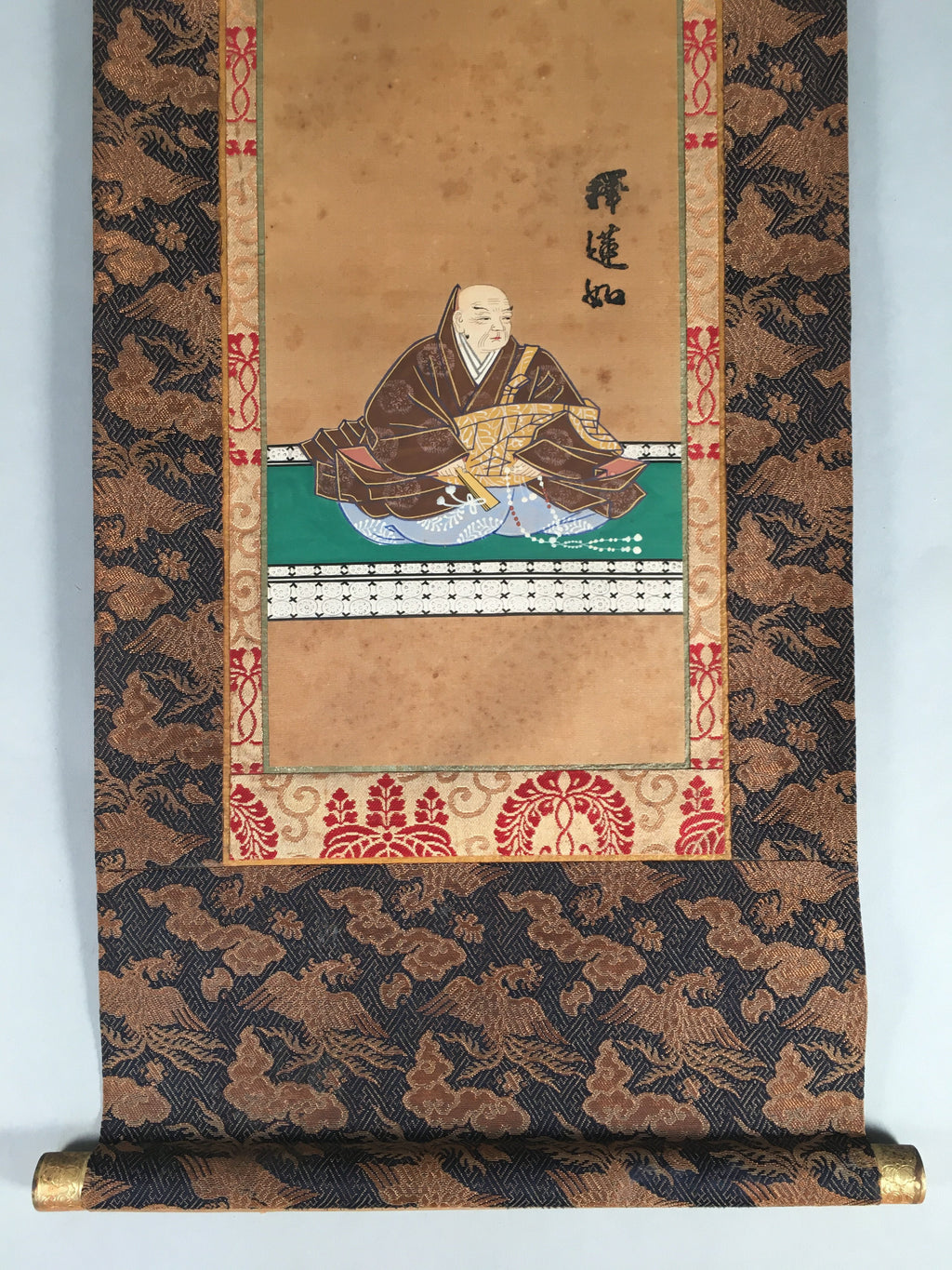Japanese Hanging Scroll Vtg Kakejiku Kakemono Painting Buddhist Monk SC586