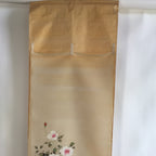Japanese Hanging Scroll Vtg Kakejiku Kakemono Painting Cat Camellia SC639