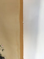 Japanese Hanging Scroll Vtg Kakejiku Kakemono Painting Cat Camellia SC639