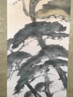 Japanese Hanging Scroll Vtg Kakejiku Kakemono Painting Crane Rising Sun SC572