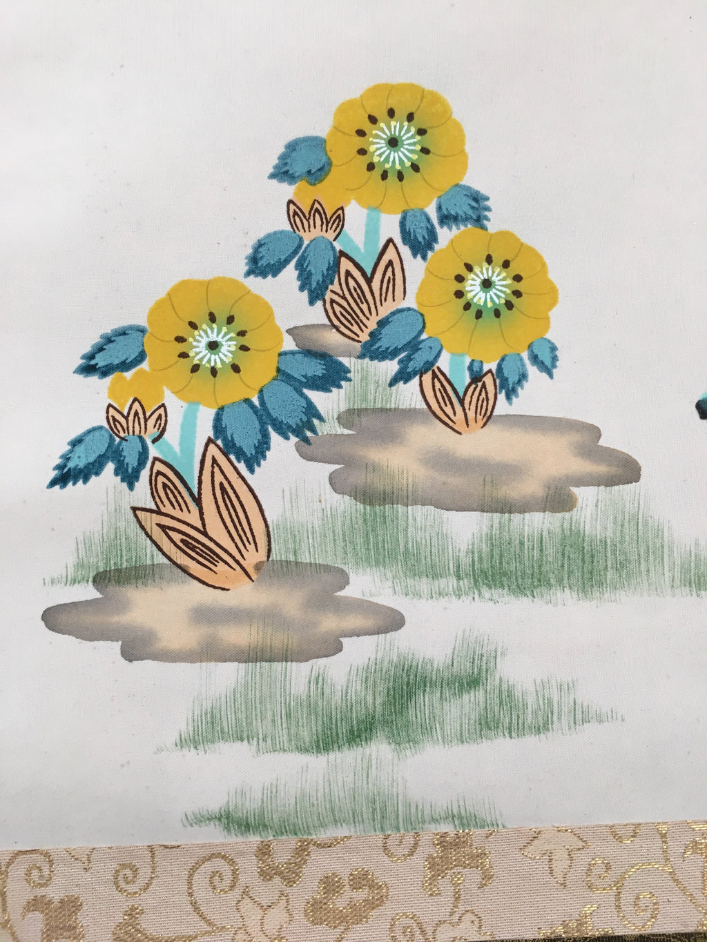 Japanese Hanging Scroll Vtg Kakejiku Kakemono Painting Flower Season SC577