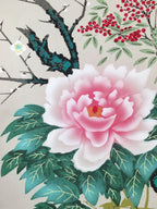 Japanese Hanging Scroll Vtg Kakejiku Kakemono Painting Flower Season SC577