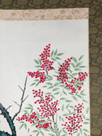 Japanese Hanging Scroll Vtg Kakejiku Kakemono Painting Flower Season SC577
