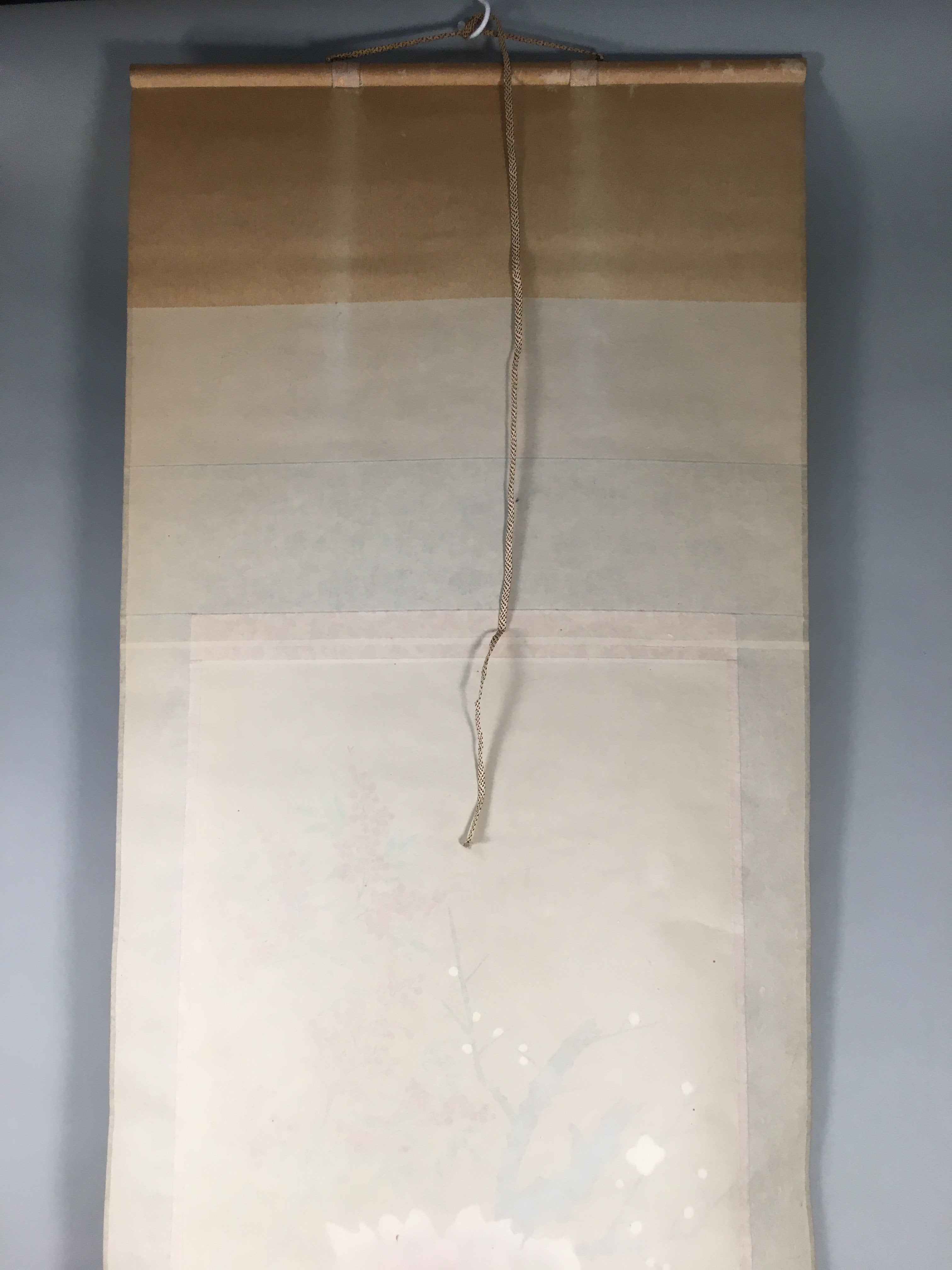 Japanese Hanging Scroll Vtg Kakejiku Kakemono Painting Flower Season SC577