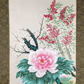 Japanese Hanging Scroll Vtg Kakejiku Kakemono Painting Flower Season SC577