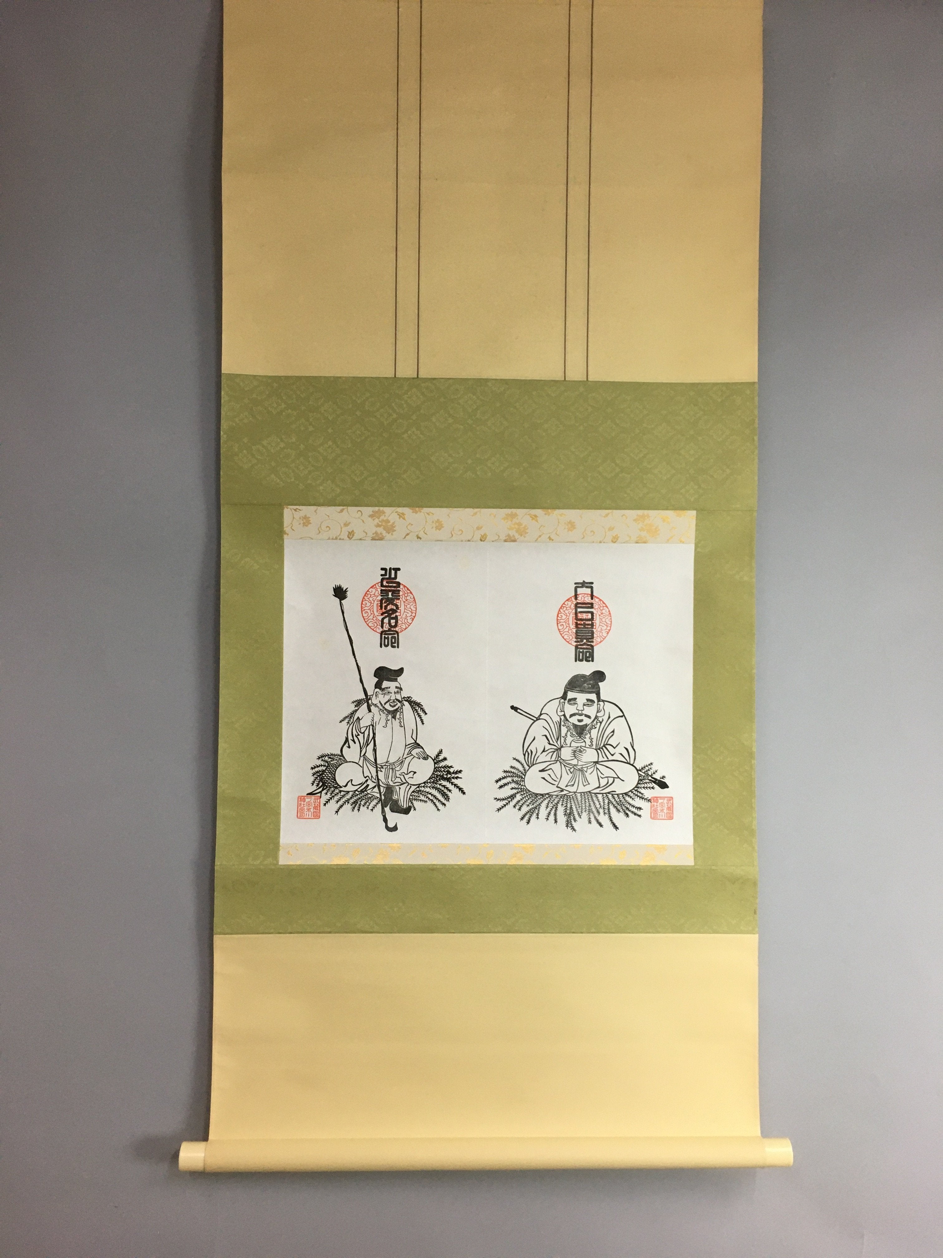 Japanese Hanging Scroll Vtg Kakejiku Kakemono Painting God Shrine SC431