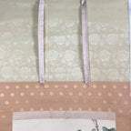 Japanese Hanging Scroll Vtg Kakejiku Kakemono Painting Grapes Birds SC676