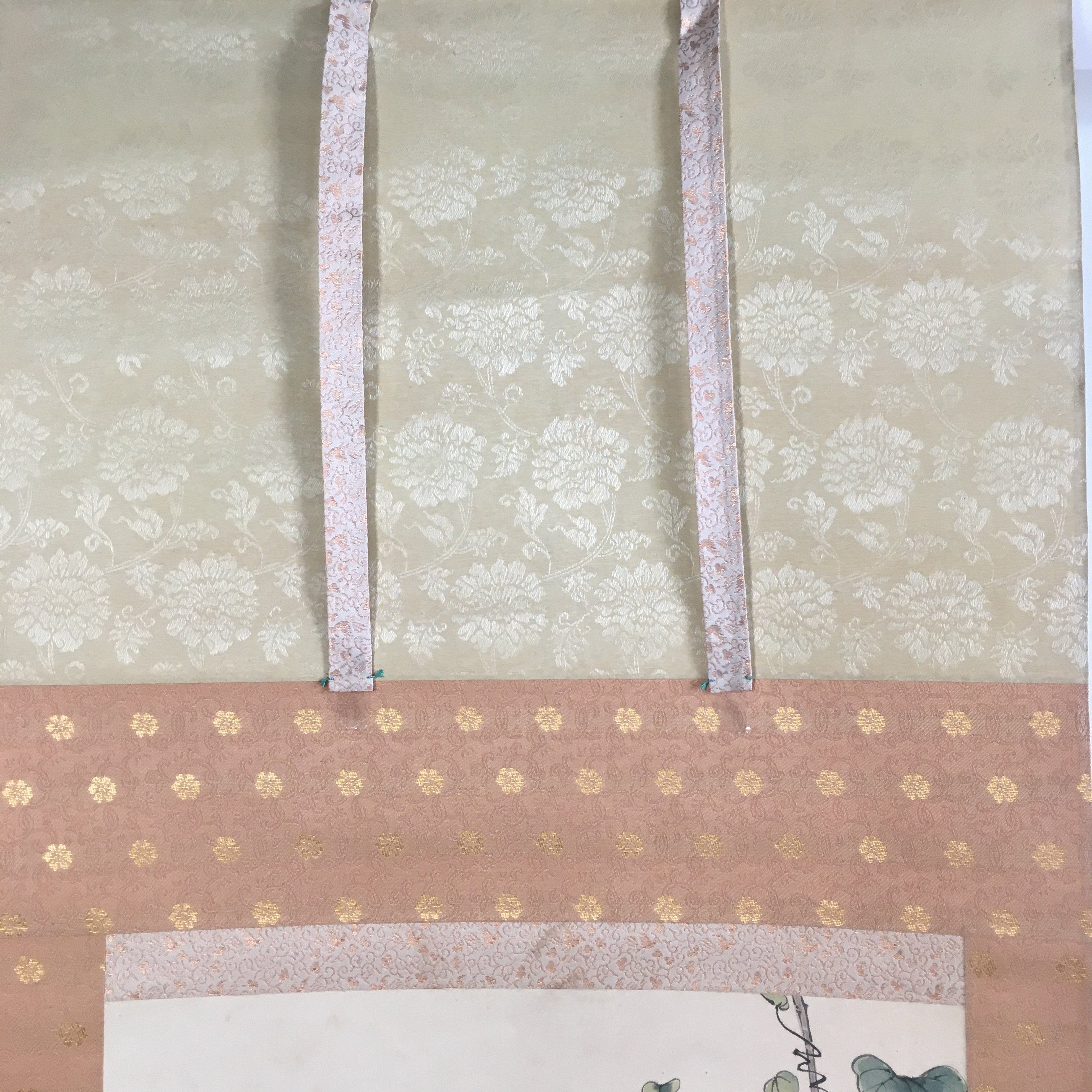 Japanese Hanging Scroll Vtg Kakejiku Kakemono Painting Grapes Birds SC676