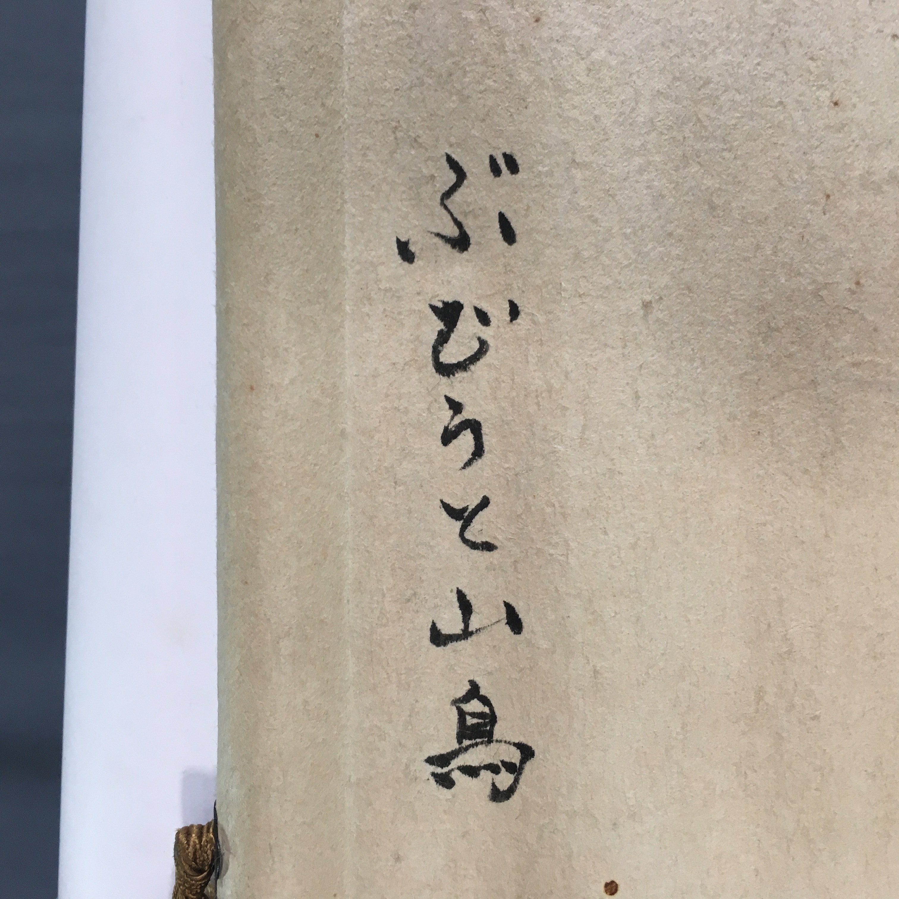 Japanese Hanging Scroll Vtg Kakejiku Kakemono Painting Grapes Birds SC676