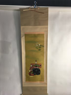 Japanese Hanging Scroll Vtg Kakejiku Kakemono Painting Hina Doll Gold SC655