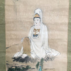 Japanese Hanging Scroll Vtg Kakejiku Kakemono Painting Kannon Bodhisattva SC689