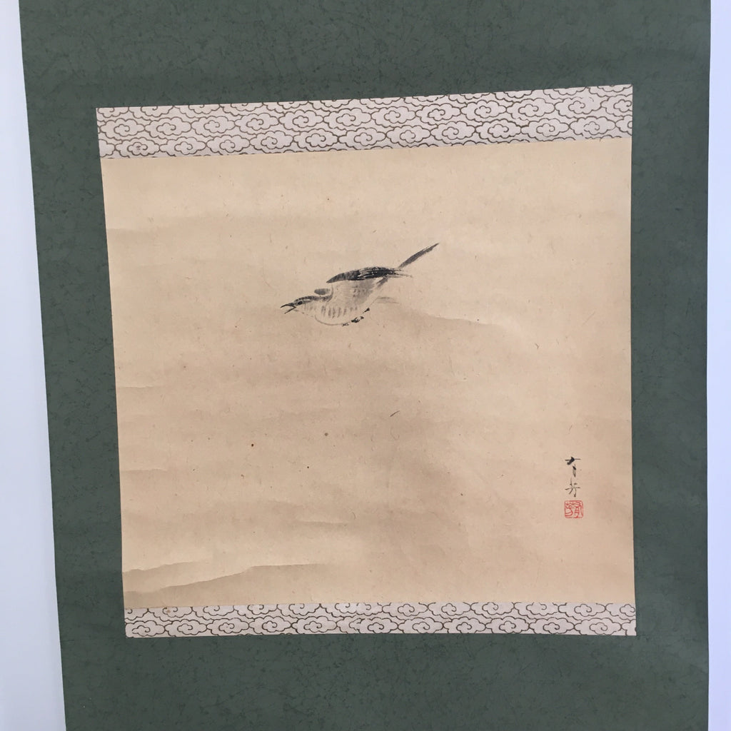 Japanese Hanging Scroll Vtg Kakejiku Kakemono Painting Lesser Cuckoo SC669